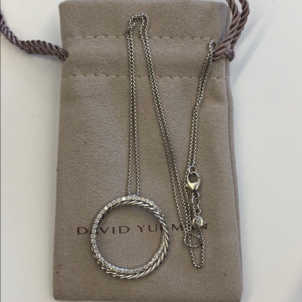David Yurman Pave Diamond Crossover Necklace